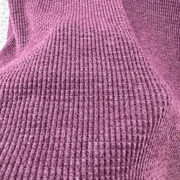 We The Free Top Womens XS Plum Waffle Knit Thermal Long Sleeves Crew Neck A-Line - Picture 4 of 8